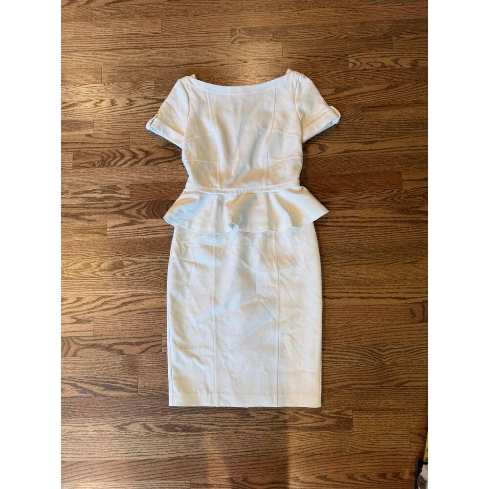 Authentic Burberry London Soft Tailoring Peplum Dress — White | US 6